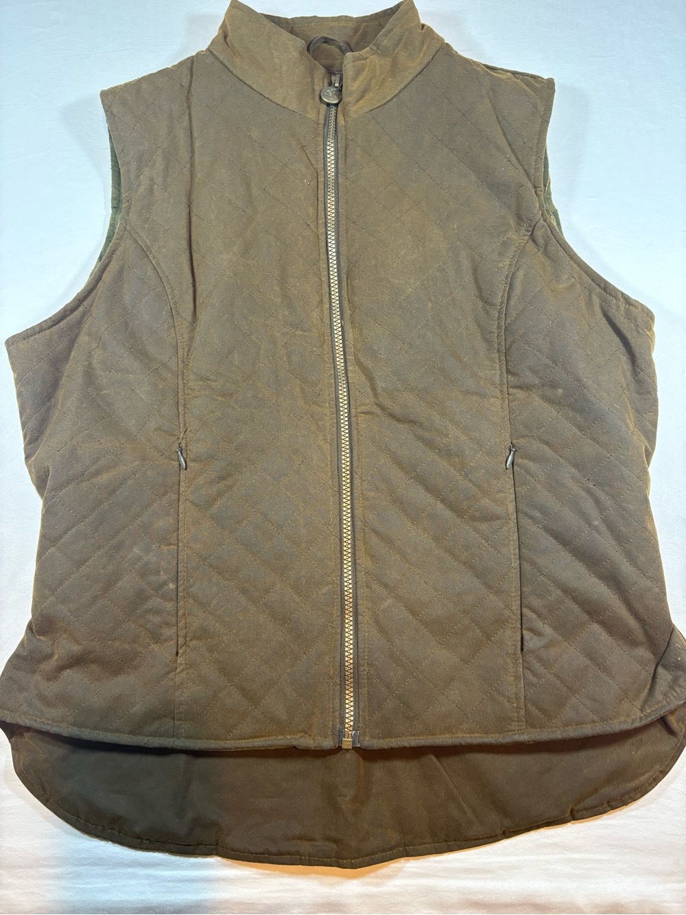 Outback Trading Co Ladies Quilted Oilskin Vest Brown Plaid Large